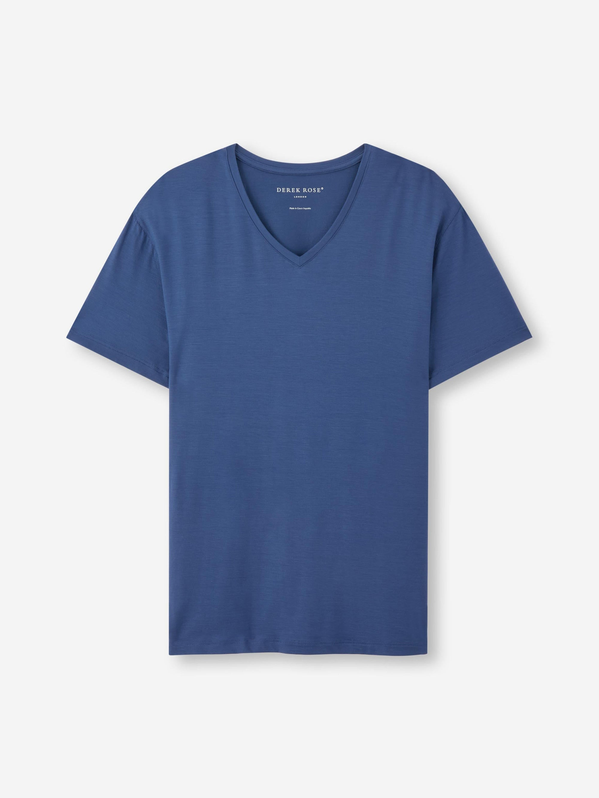 Men's V-Neck T-Shirt Basel Micro Modal Stretch Sapphire - 2