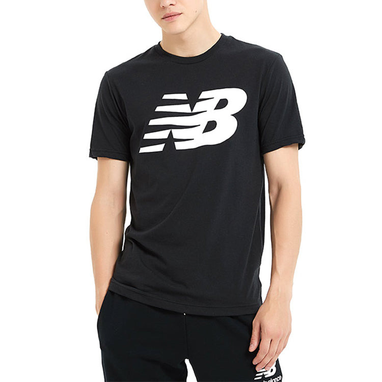 New Balance Men's New Balance Knit Breathable Athleisure Casual Sports LOGO Printing Short Sleeve Bl - 3