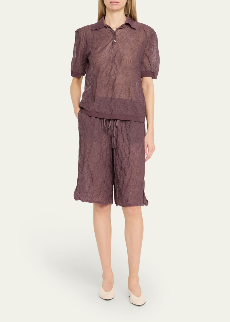 ZANKOV Lou Crinkled Metallic Bermuda Shorts outlook