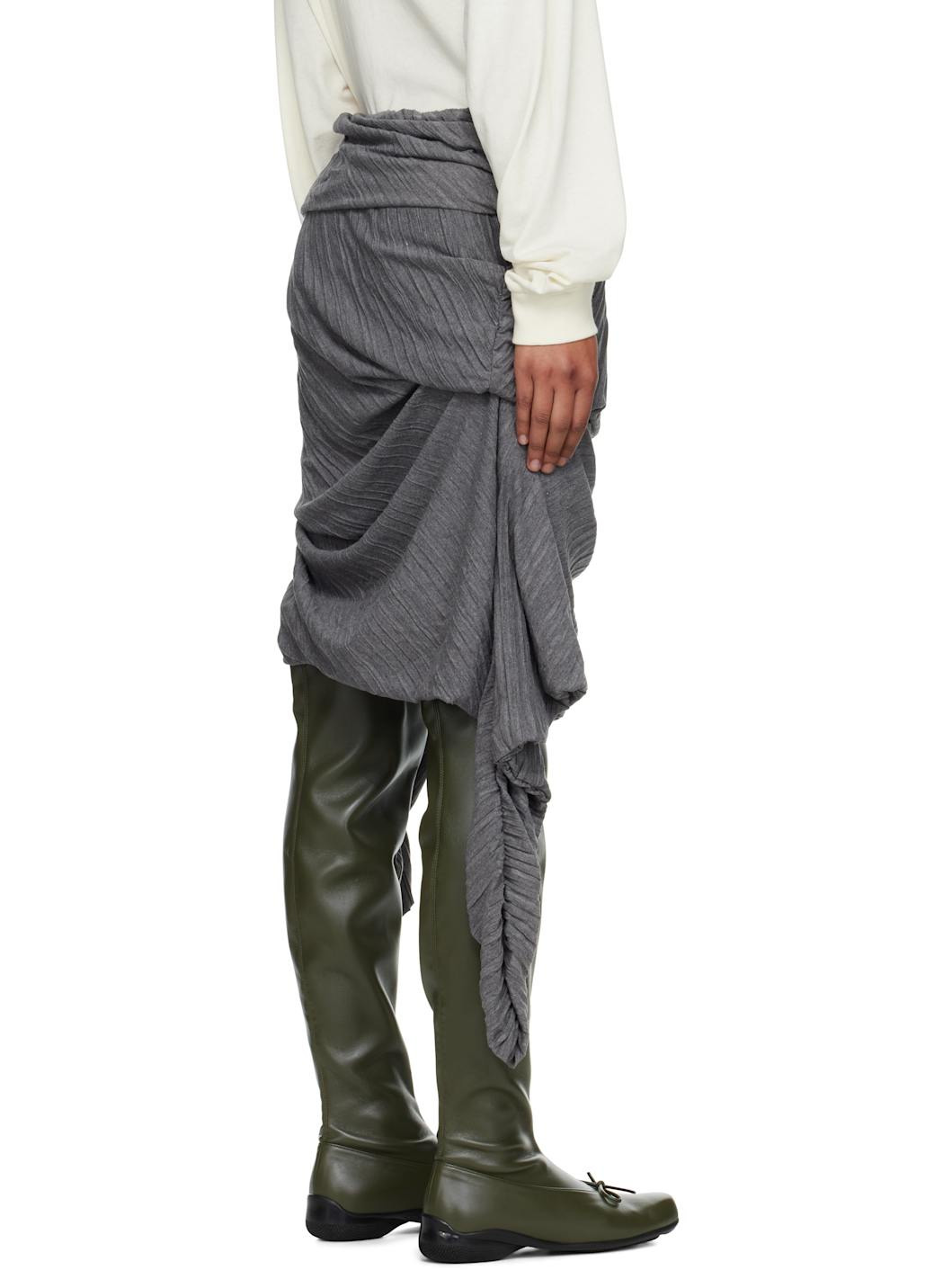 Gray Pleats Midi Skirt - 3
