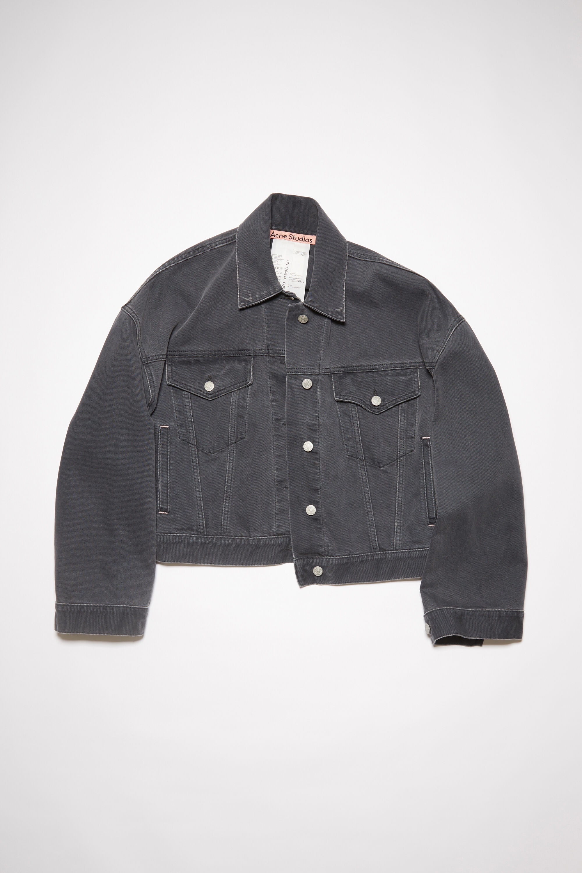 Denim jacket - Relaxed cropped fit - Dark grey - 1