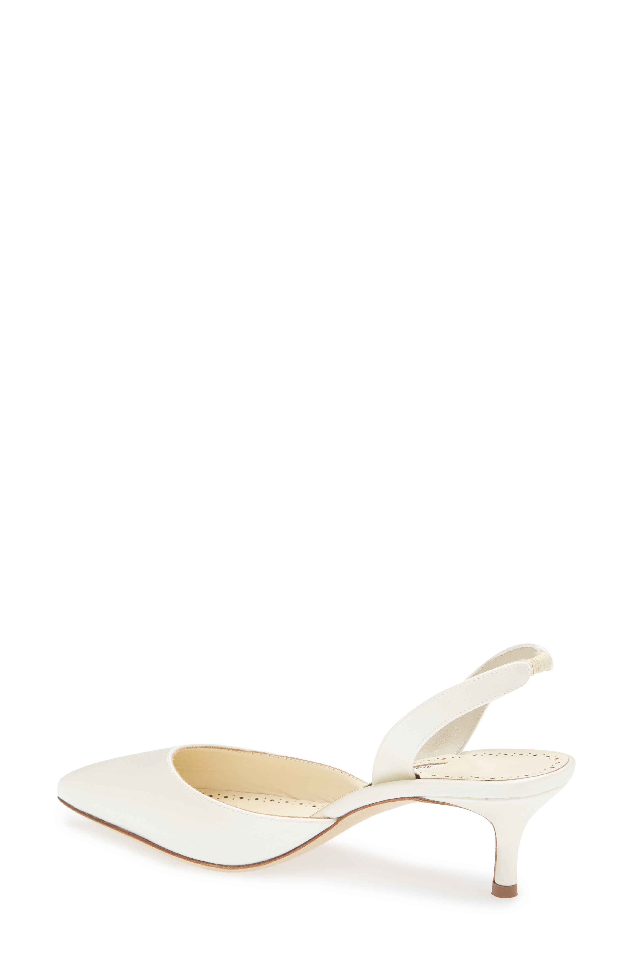Manolo Blahnik Carolyne Bridal Pointed Toe Slingback Pump in Cream at Nordstrom - 2