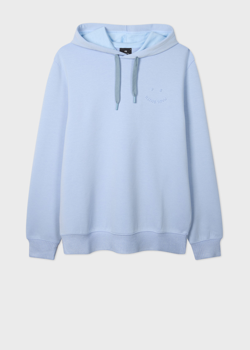 Light Blue Embossed 'Happy' Hoodie 1