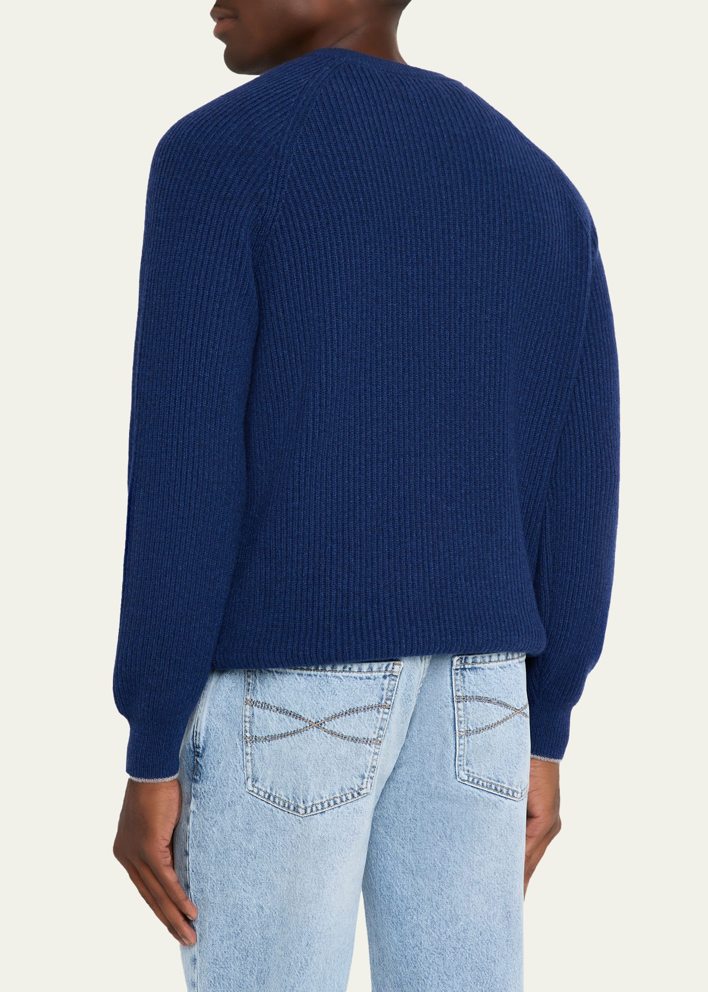 Men's Cashmere English Rib Crewneck Sweater - 3