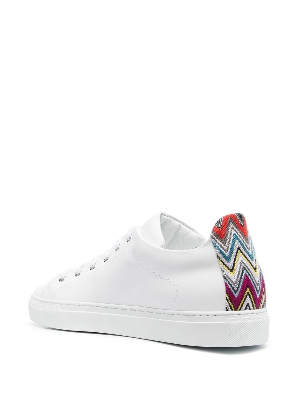 zigzag-trimmed leather sneakers - 3