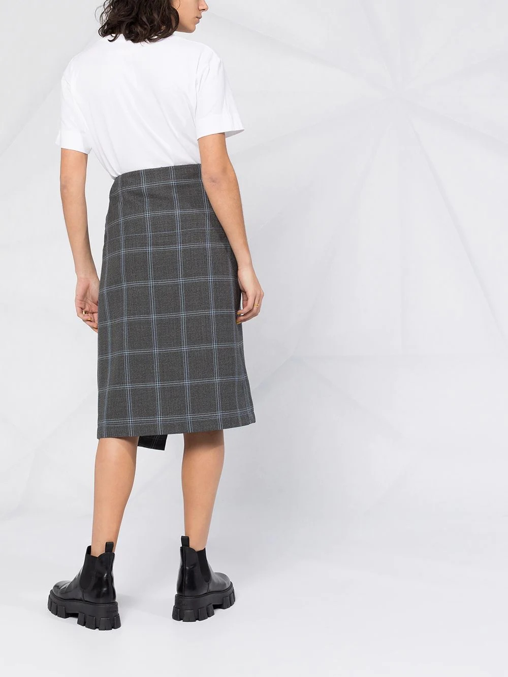 checked asymmetric skirt - 6