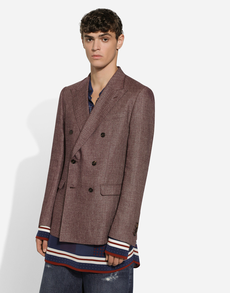 Double-breasted linen-blend Taormina-fit jacket 4