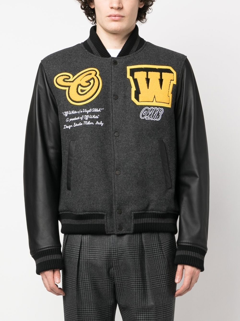 logo-patch bomber jacket - 3