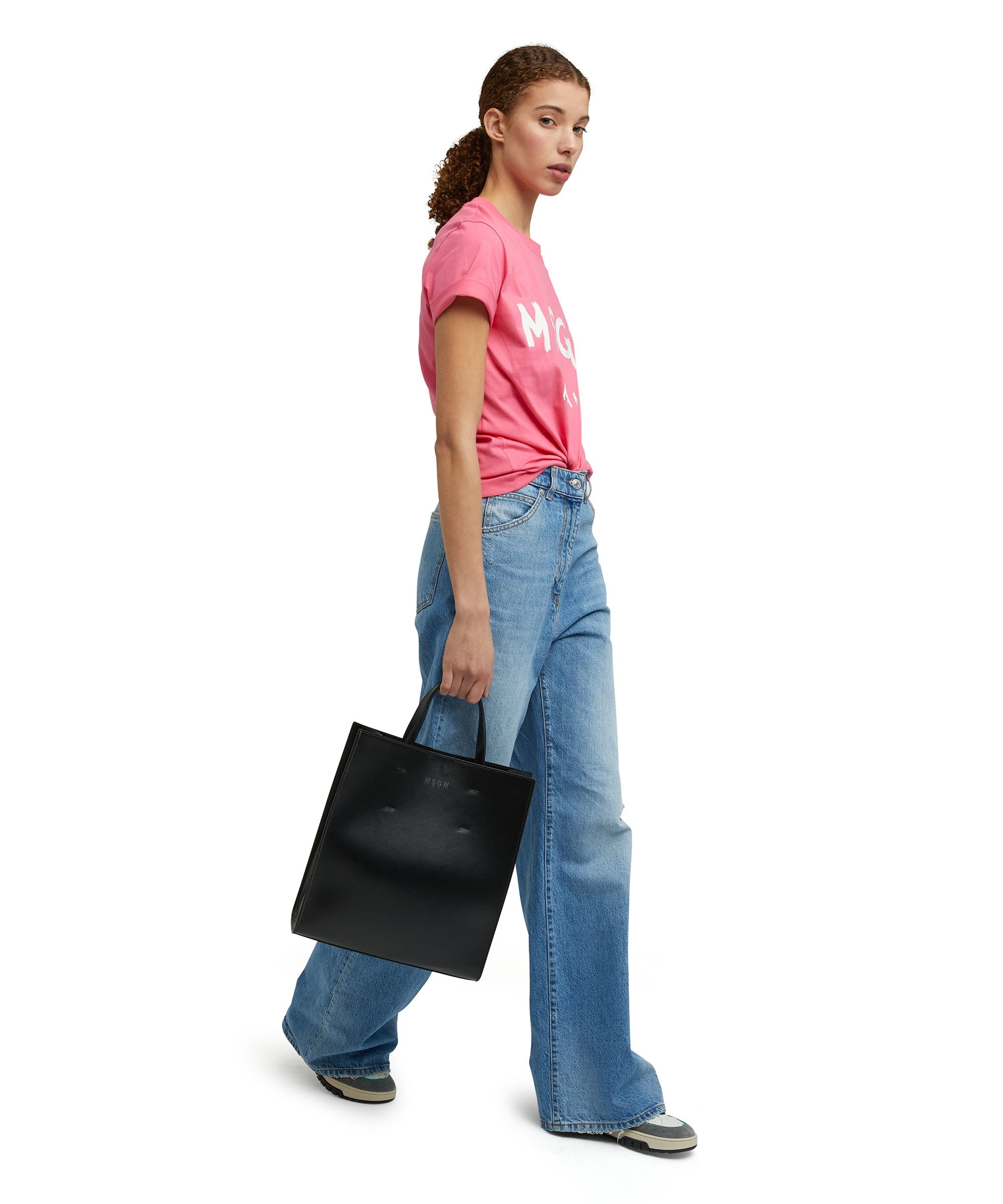 Faux leather tote bag with embossed micro logo - 5