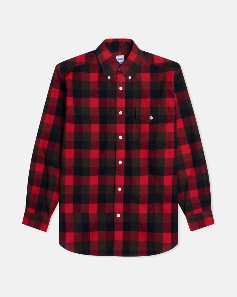 J. PRESS RED PLAID COTTON FLANNEL SPORT SHIRT - TRIM FIT outlook