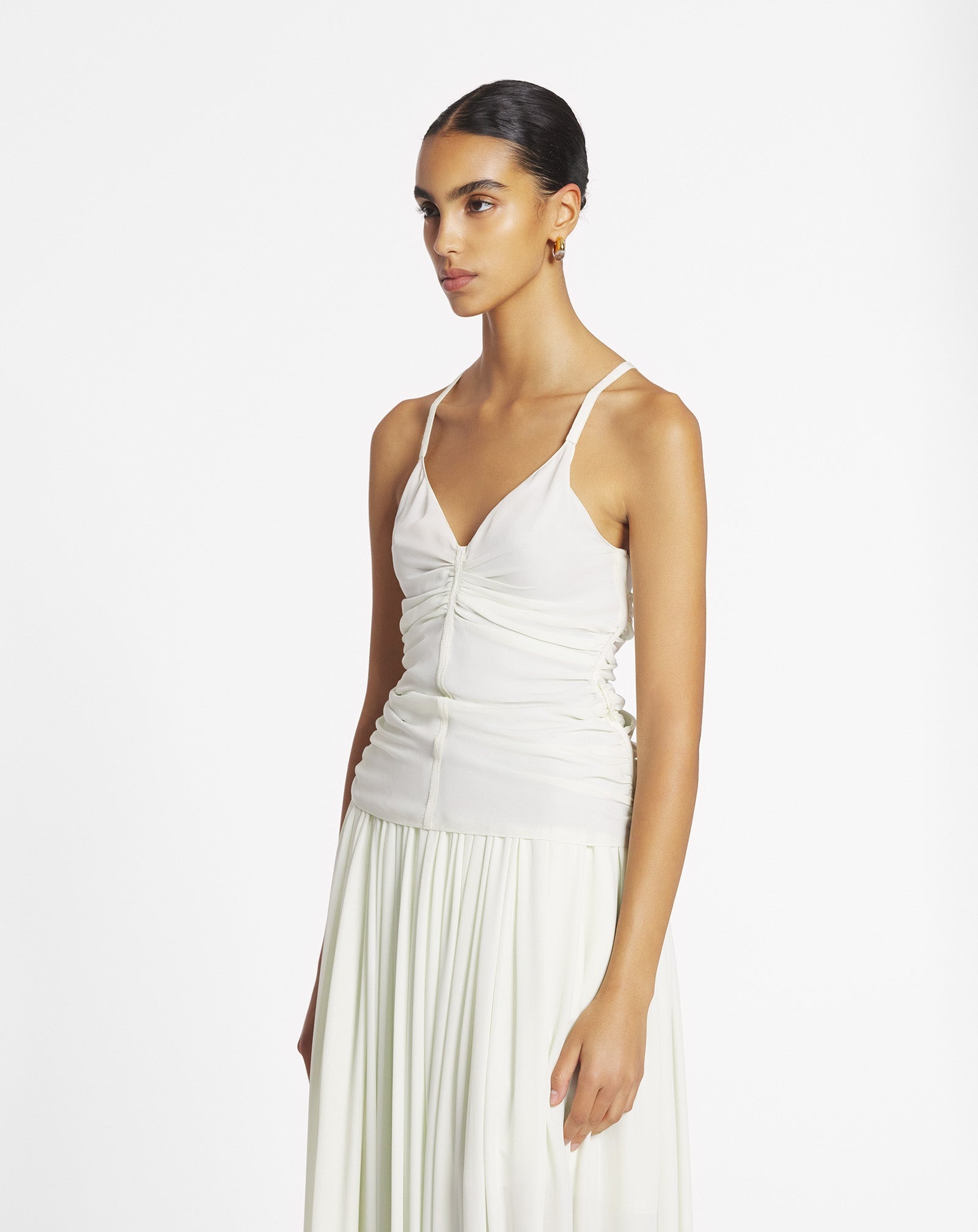 RUFFLED TANK TOP IN SILK GEORGETTE - 3