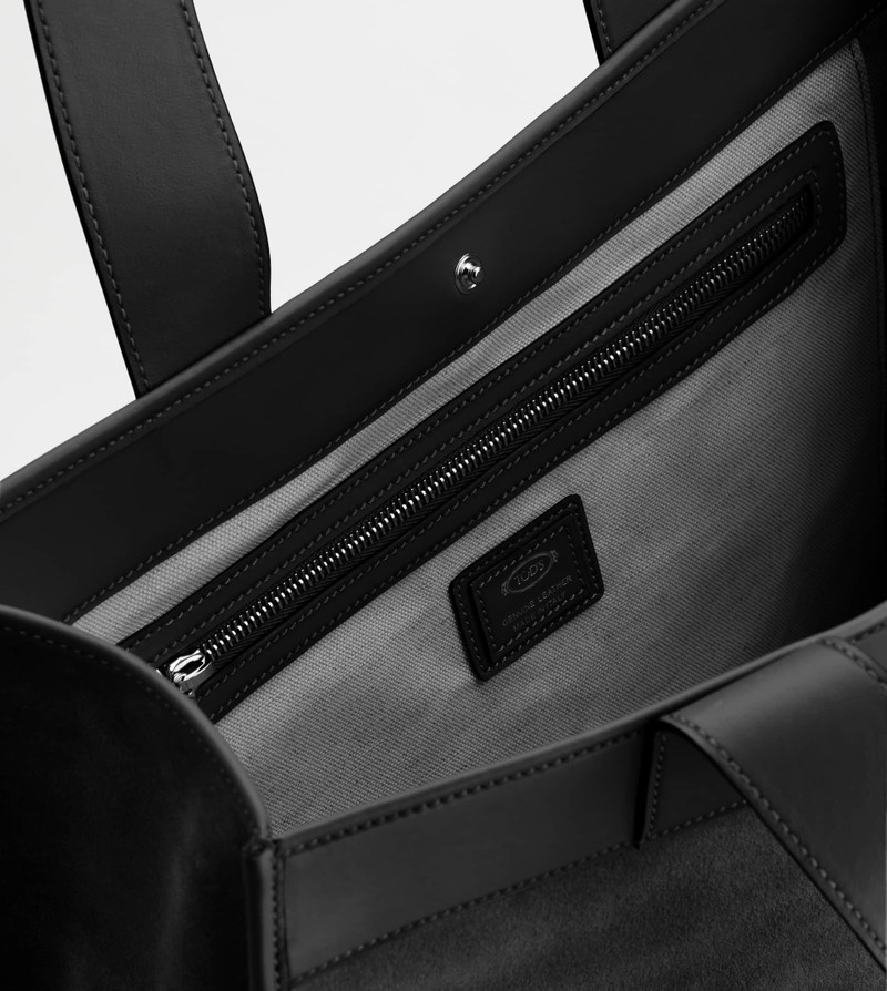 TOTE SHOPPING BAG IN SUEDE MEDIUM - BLACK 4