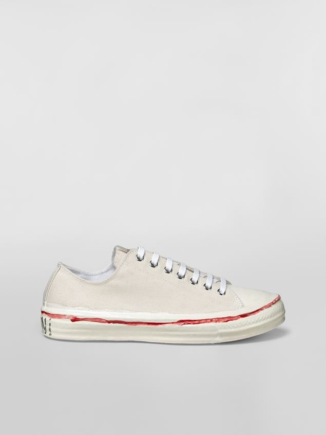 MARNI GRAFFITI LOW-TOP SNEAKER GOOEY IN CANVAS WITH PARTIAL RUBBER COATING - 1