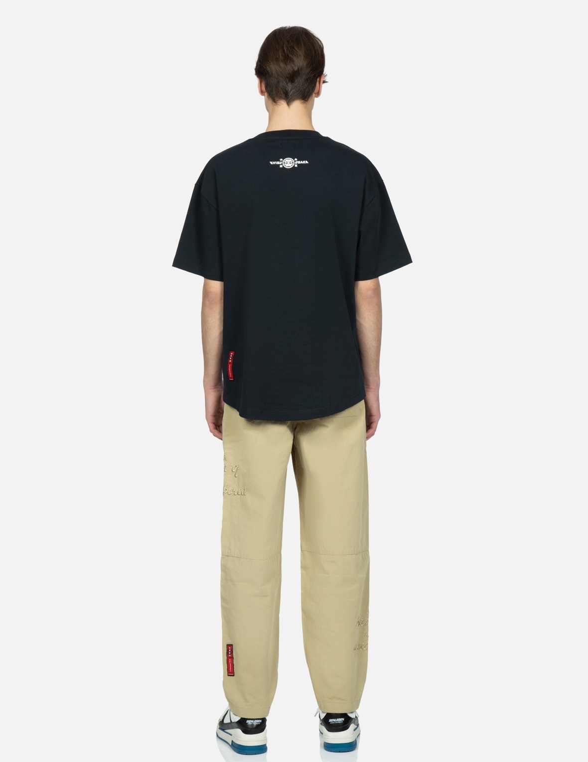 KAMON AND SLOGAN EMBROIDERY LOOSE FIT PANTS - 5
