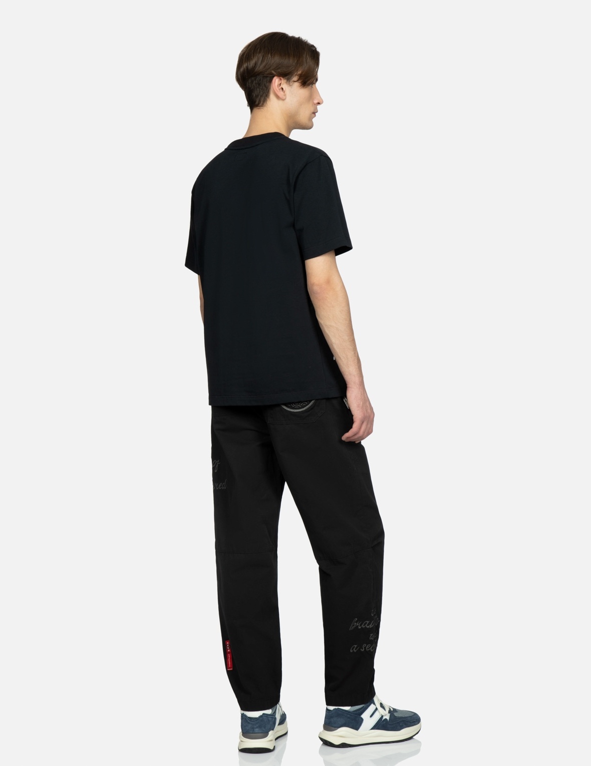 KAMON AND SLOGAN EMBROIDERY LOOSE FIT PANTS - 3