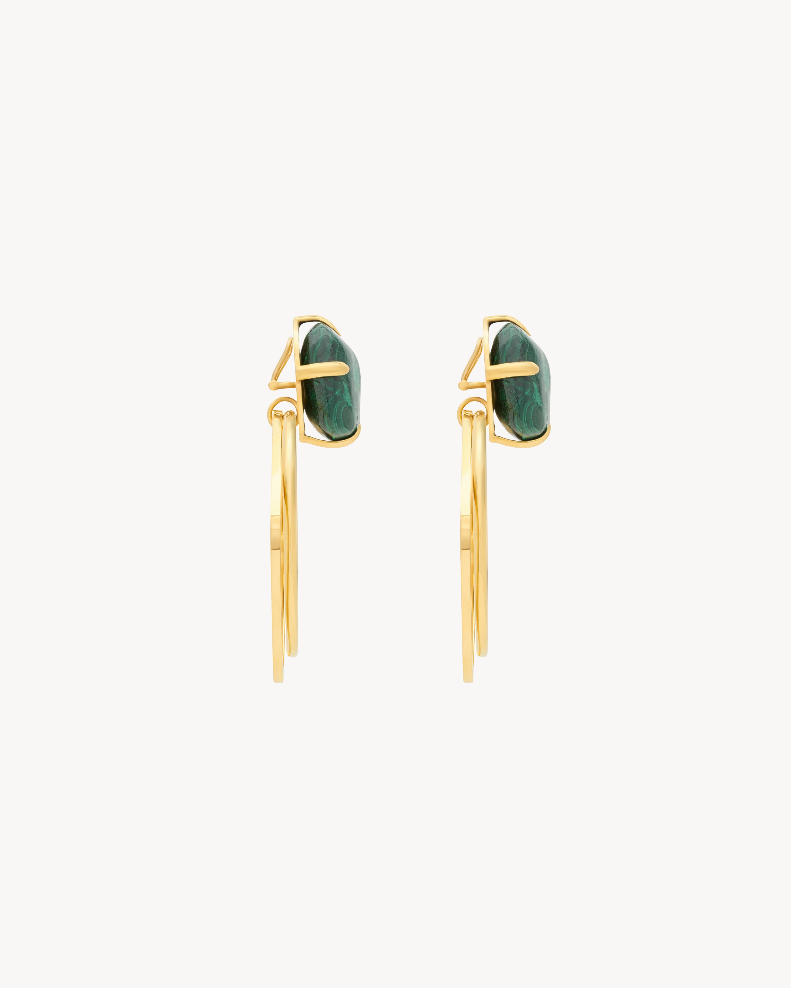 KNOCKER EARRINGS IN MALACHITE AND METAL - 3