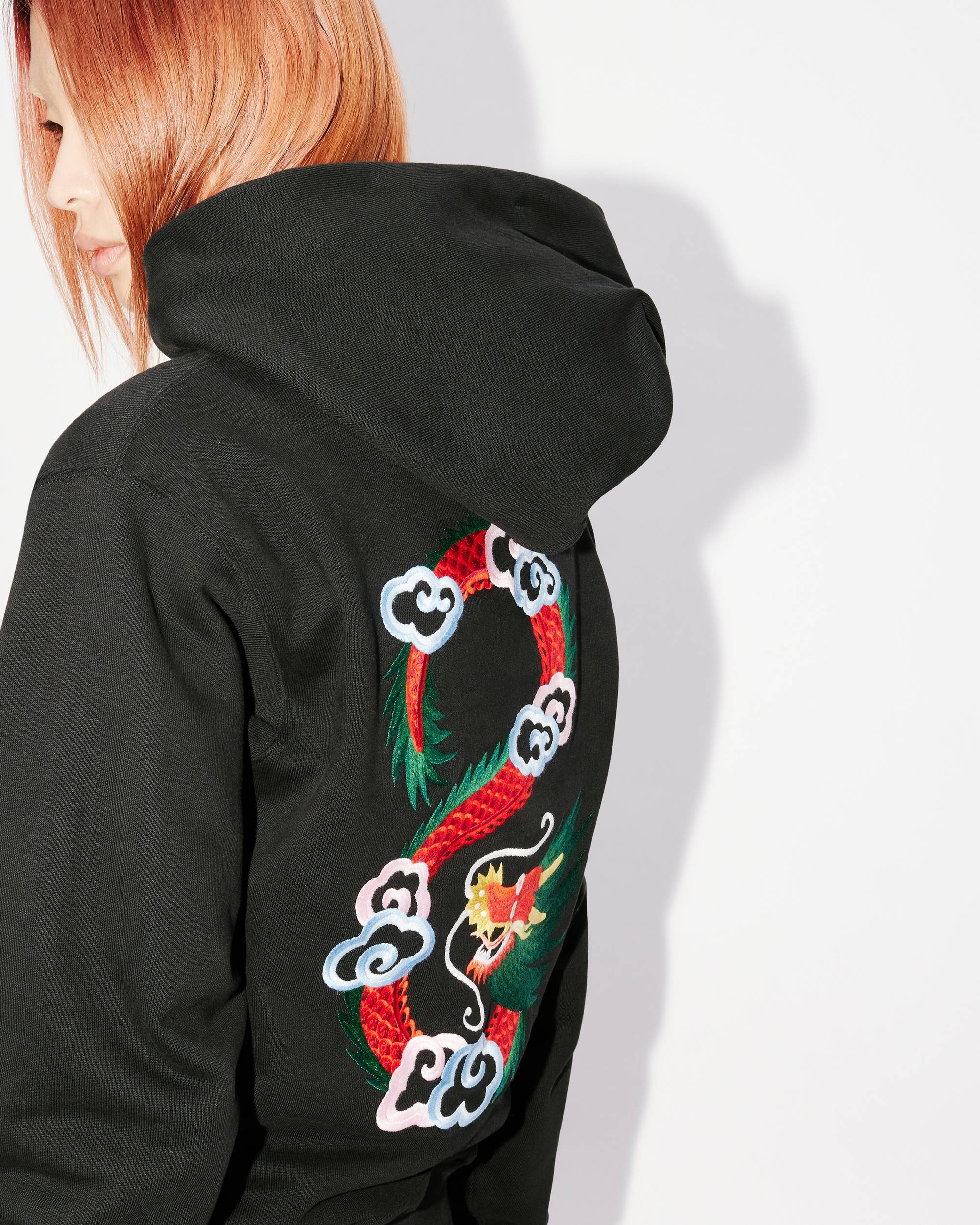 'Year of the Dragon' embroidered classic hoodie sweatshirt - 7