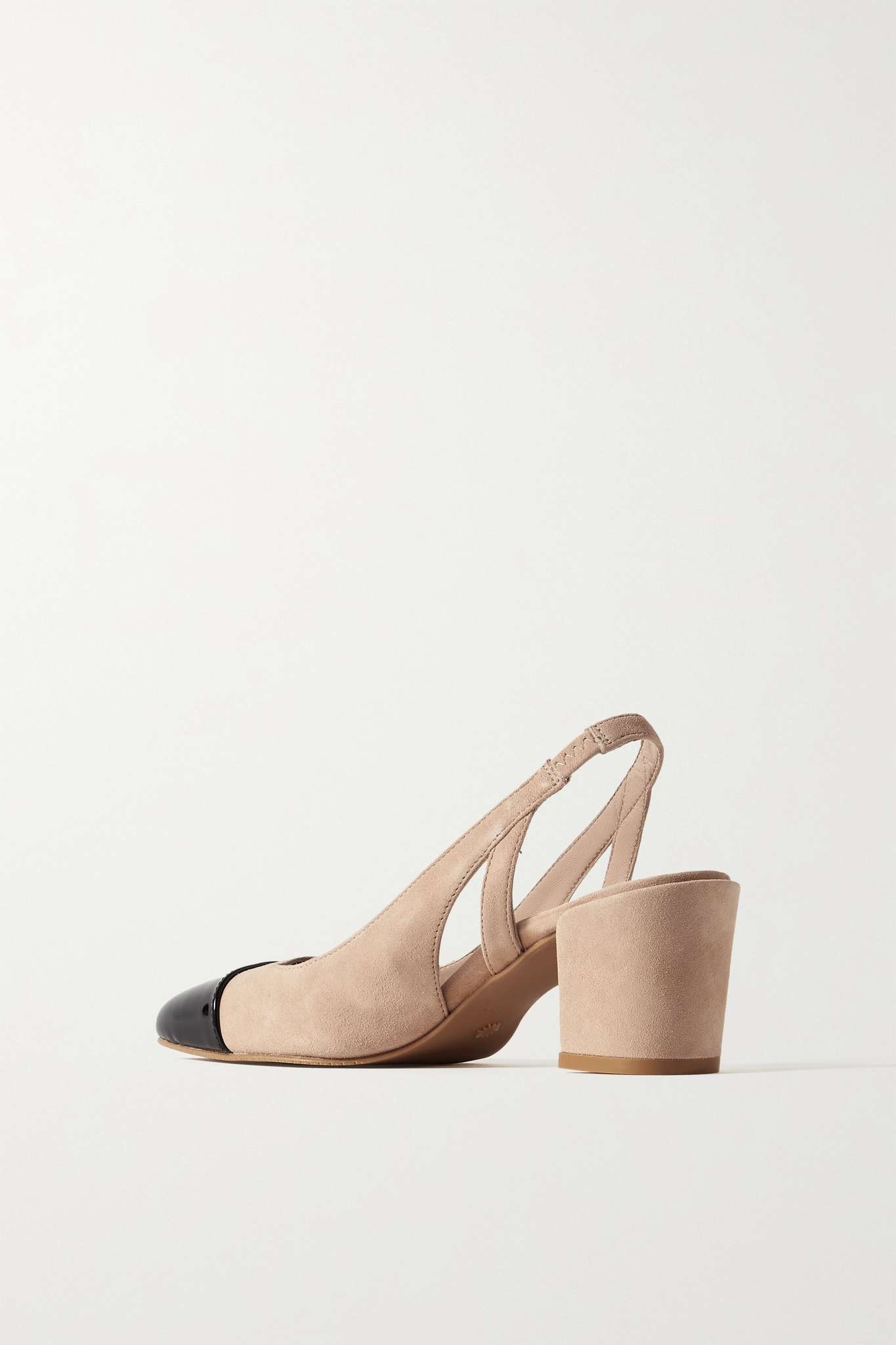 Suede and patent-leather slingback pumps - 3