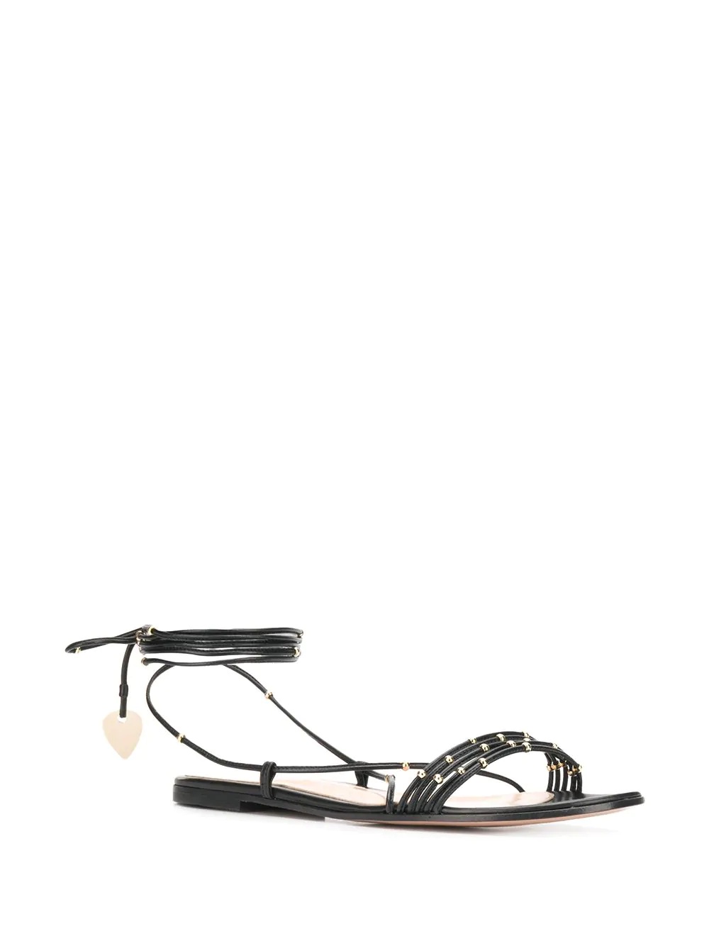 wrap-around beaded flat sandals - 2