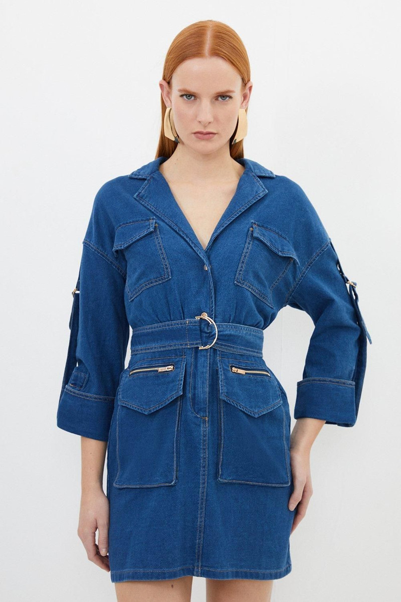 Denim Woven Shirt Mini Dress 1