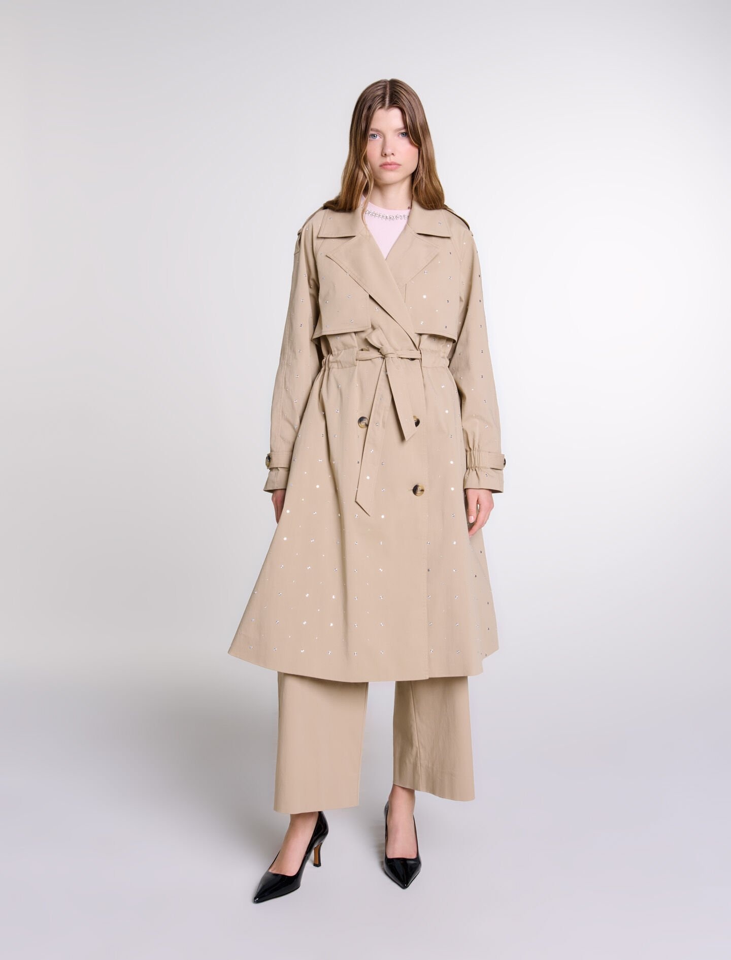 Studded elastic waist trench coat - 2