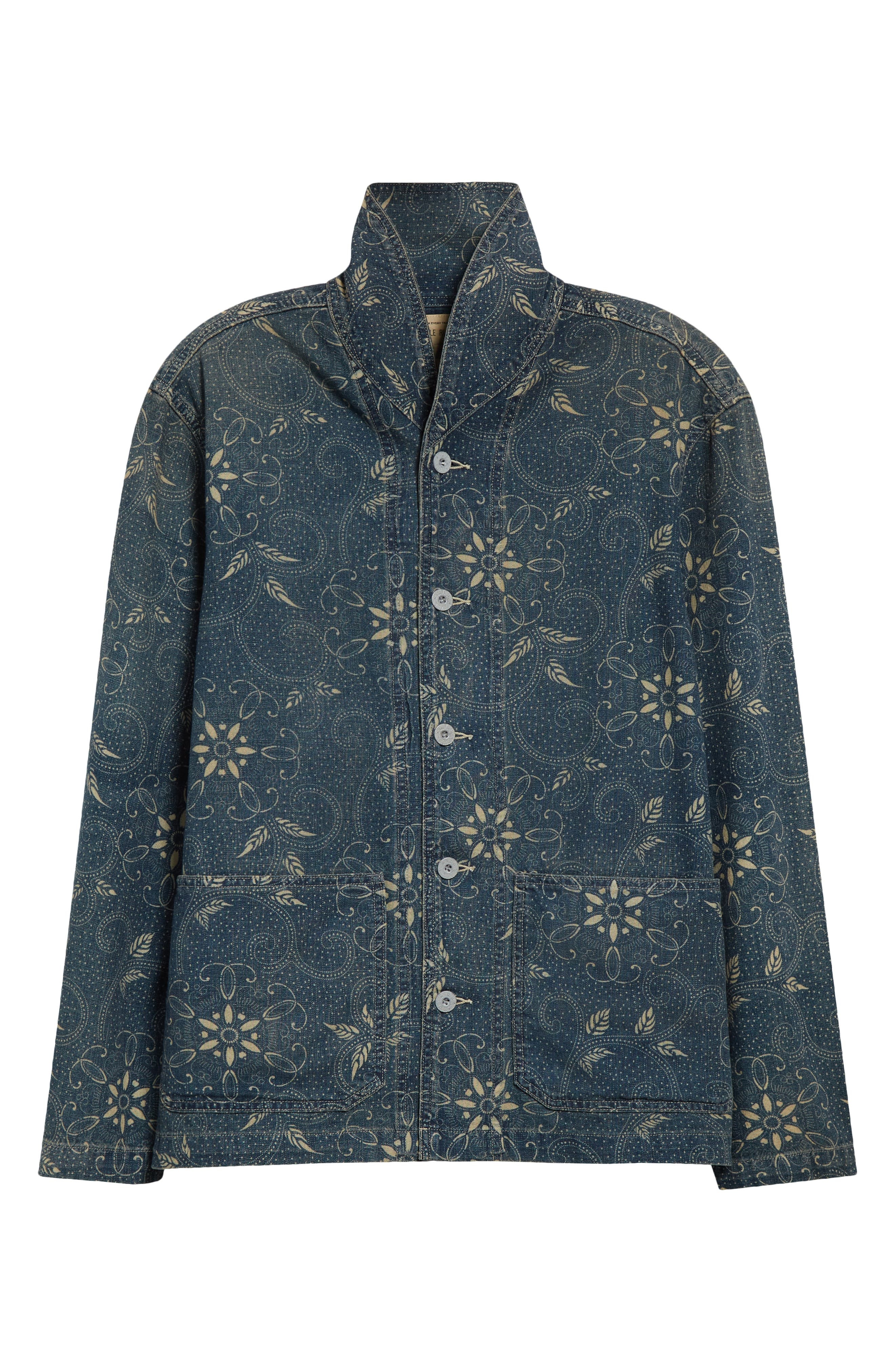 Double RL Indigo Print Woven Overshirt in Rl-748 Indigo/White Multi at Nordstrom - 6