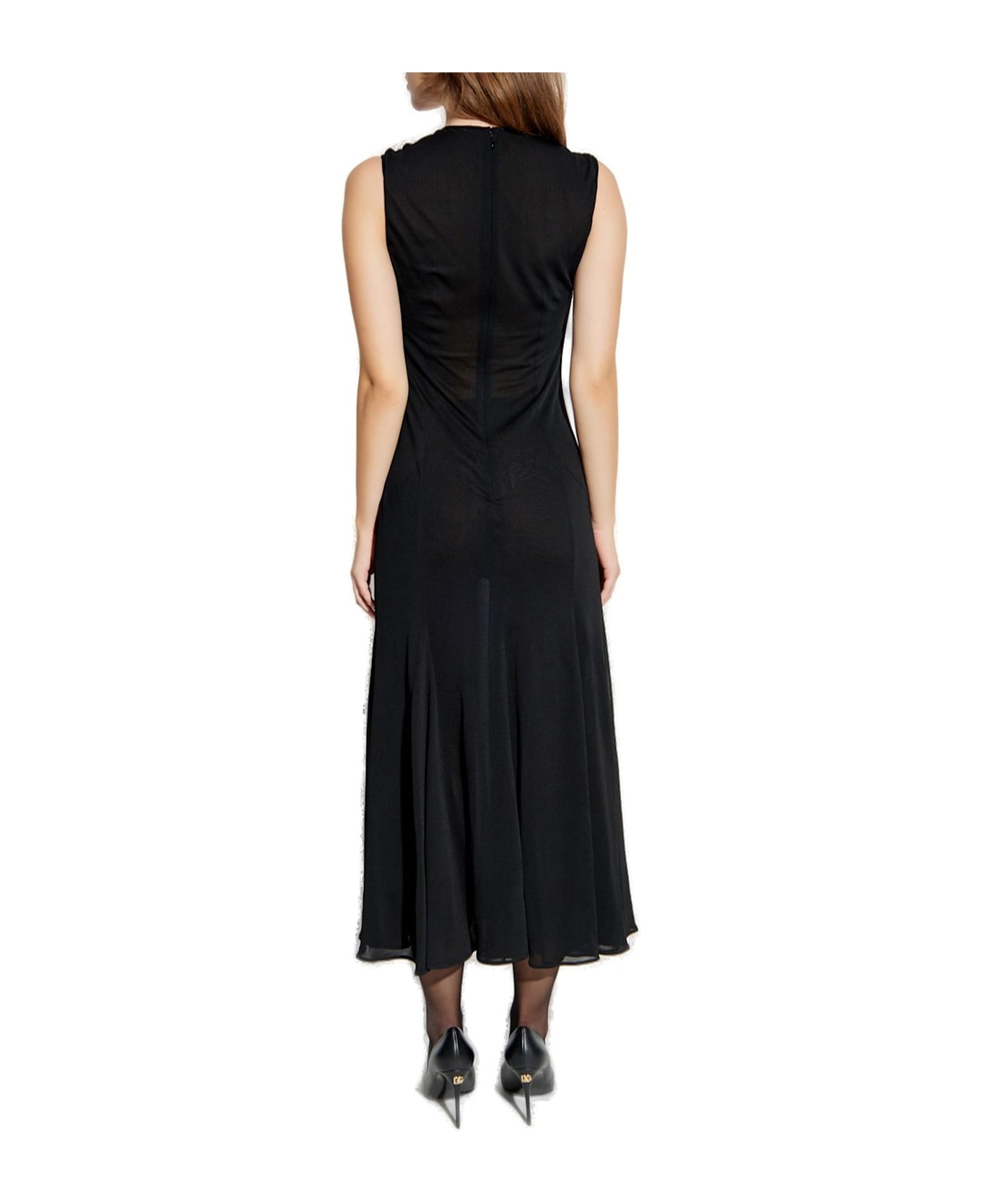 Sleeveless Jersey Calf-length Dress - 3