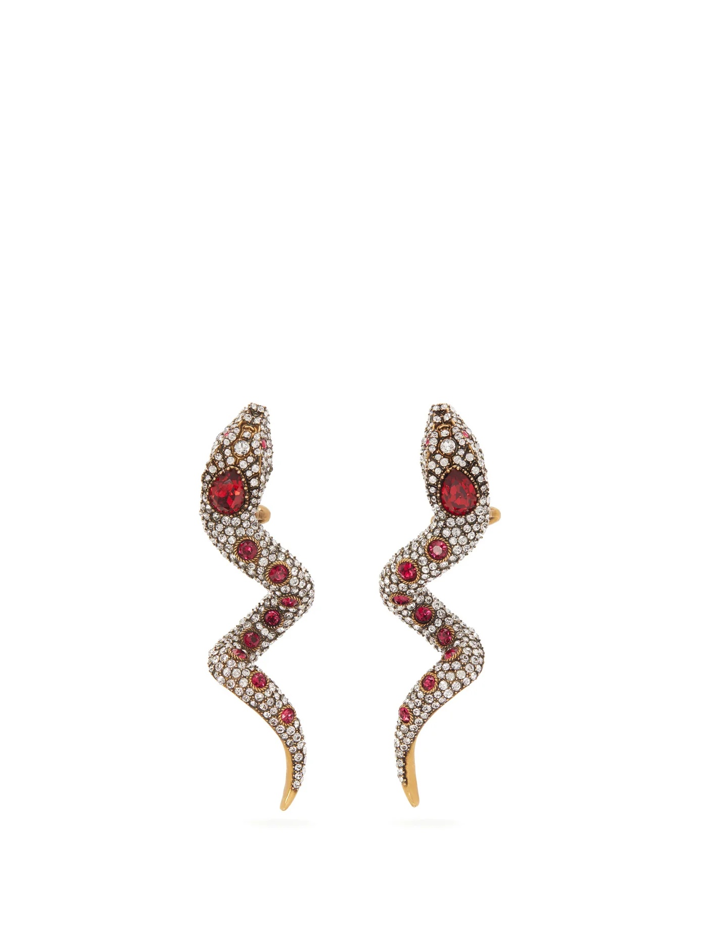 Crystal-embellished snake clip earrings - 1