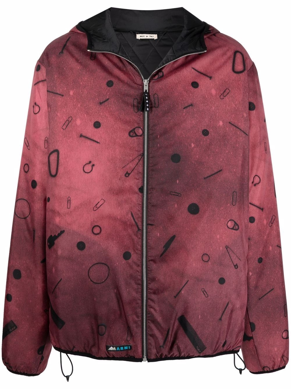 motif-print hooded jacket - 1