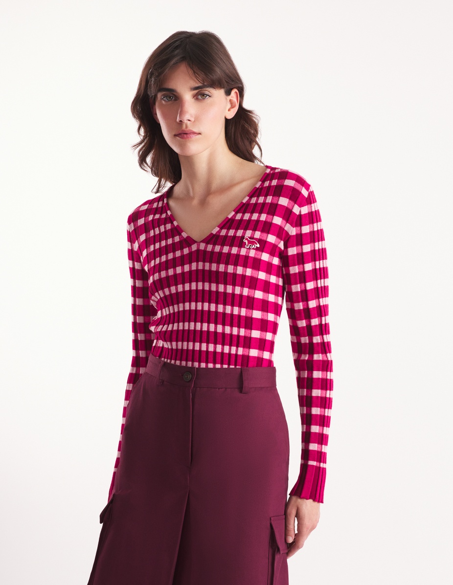 CHECKED RIBBED JUMPER - 3