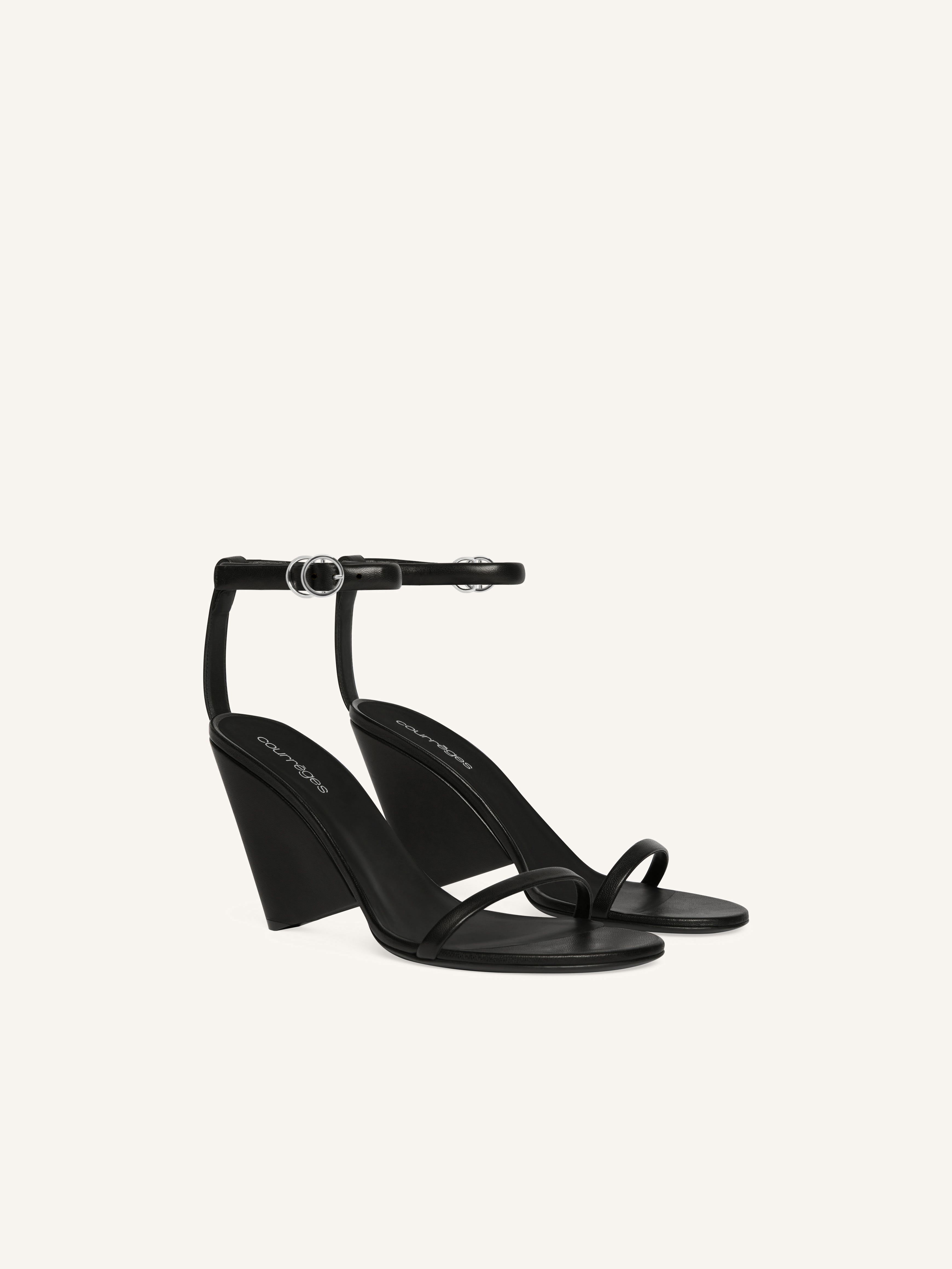 OBLIQUE LEATHER SANDALS - 3