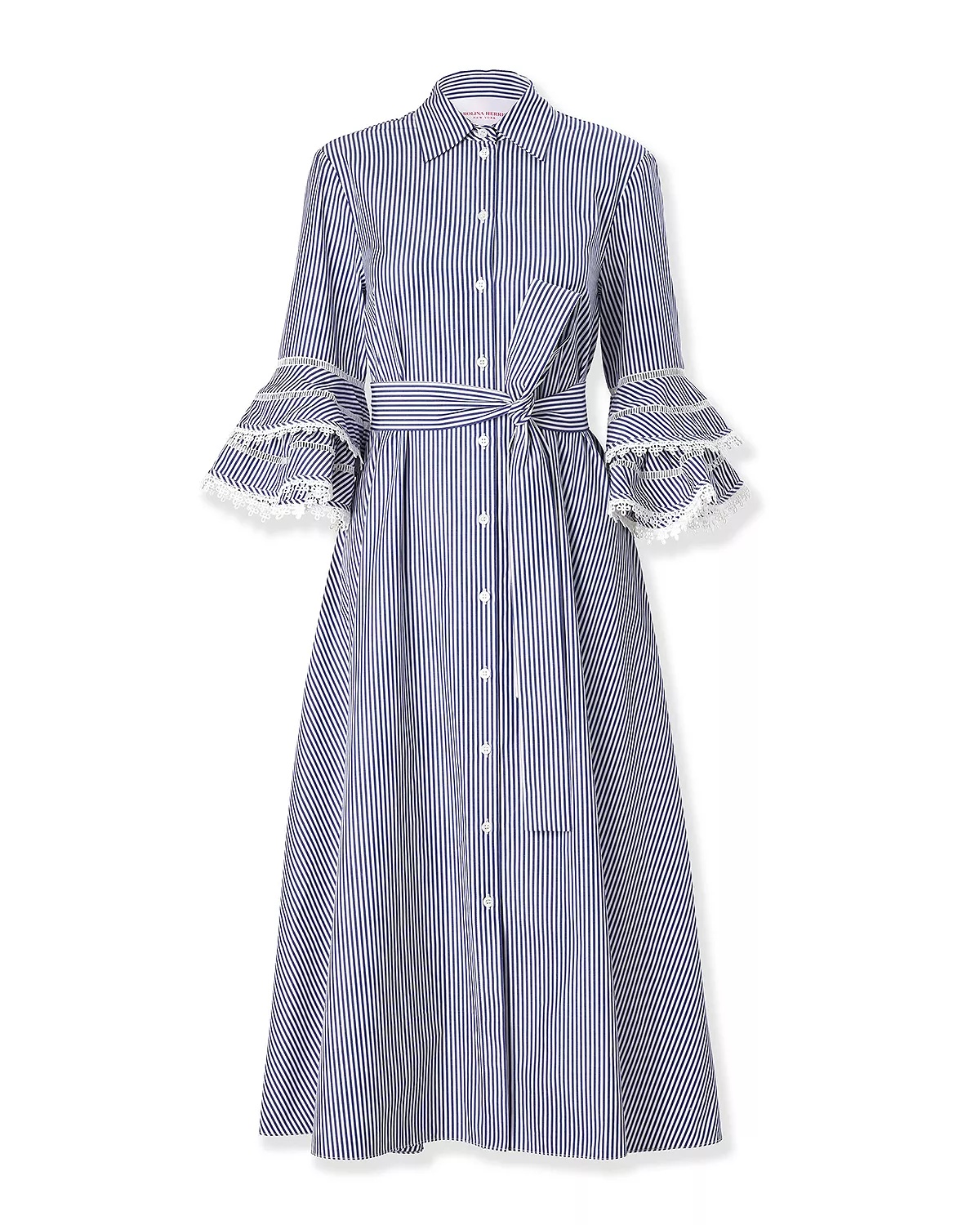Tiered Ruffle Sleeve Cotton Shirt Dress - 4