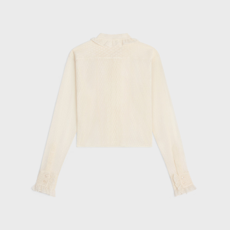 CELINE romy cropped shirt in lace and cotton outlook