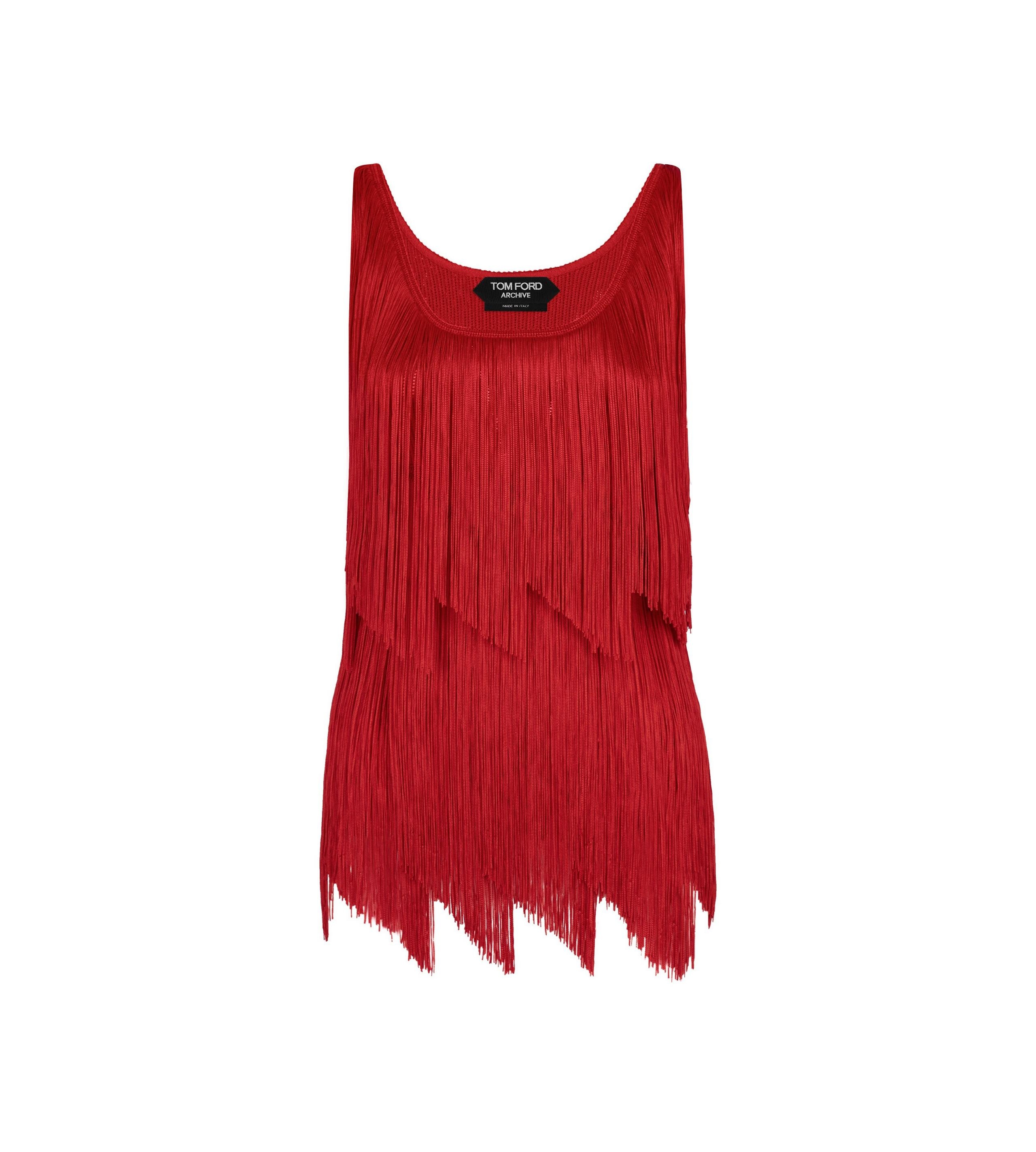 STRETCH VISCOSE FRINGE TANK TOP - 1