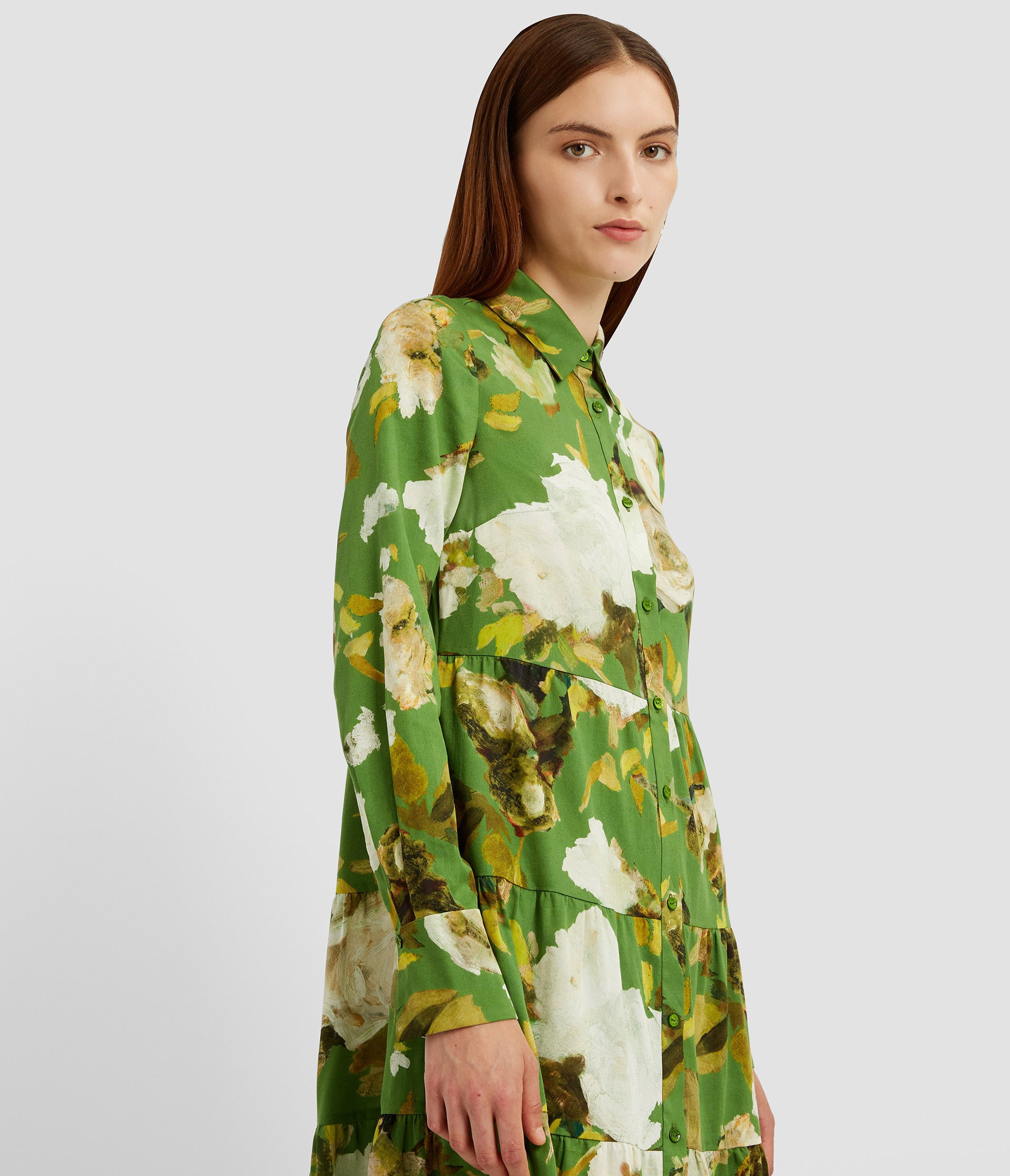 TIERED LONG SLEEVE SHIRT DRESS - 5
