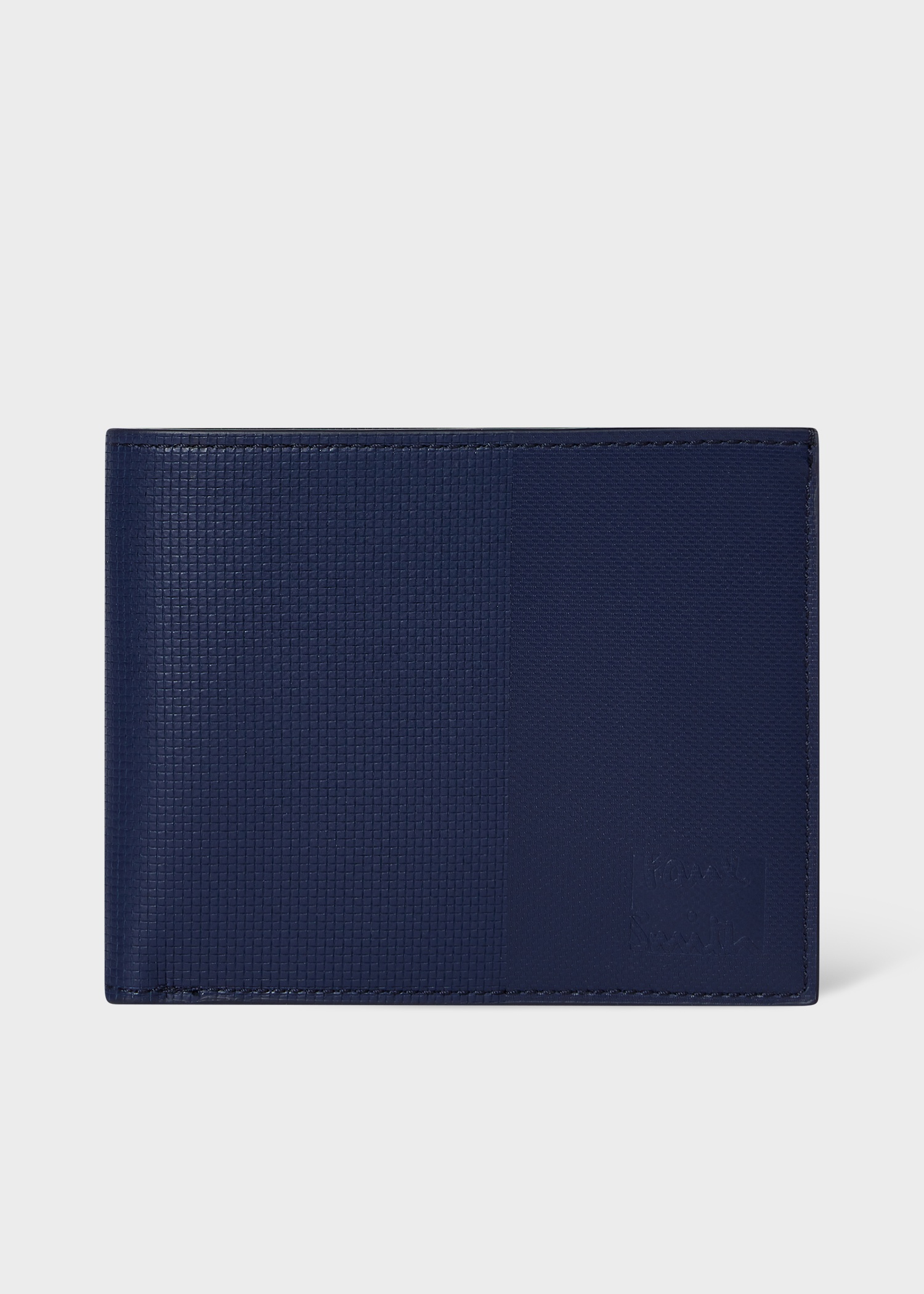 Navy Embossed Leather Billfold Wallet - 1