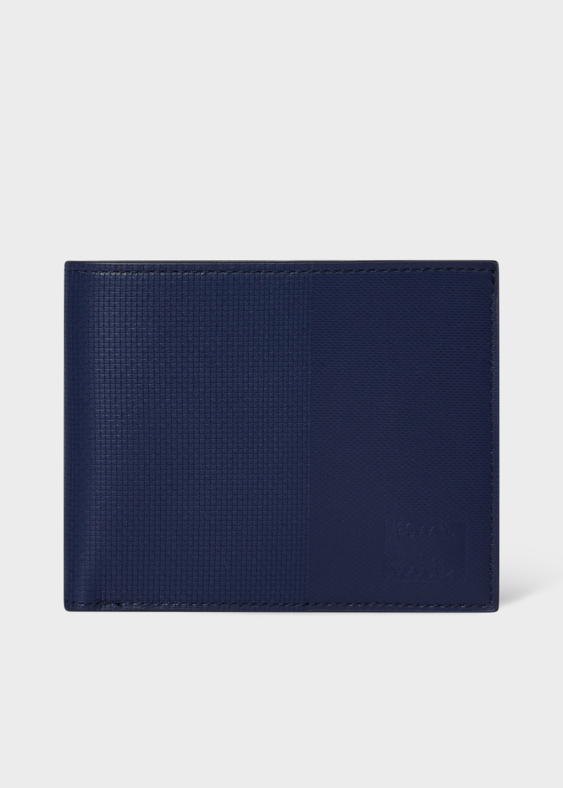 Navy Embossed Leather Billfold Wallet 1
