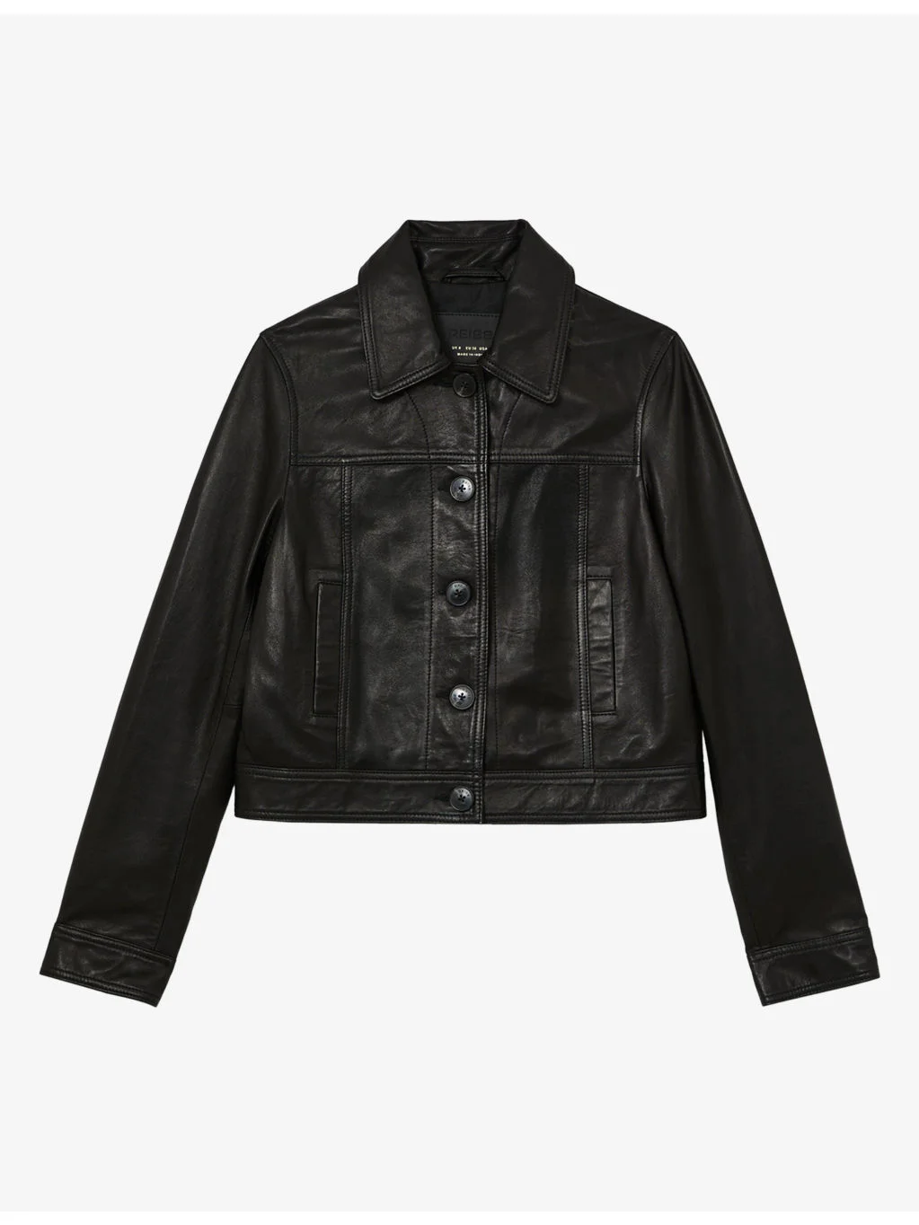 Callie Cropped Leather Jacket - 1
