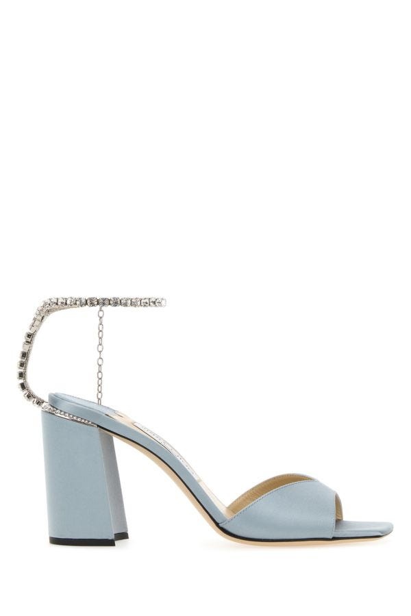 Pastel light blue satin Saeda 85 sandals - 1