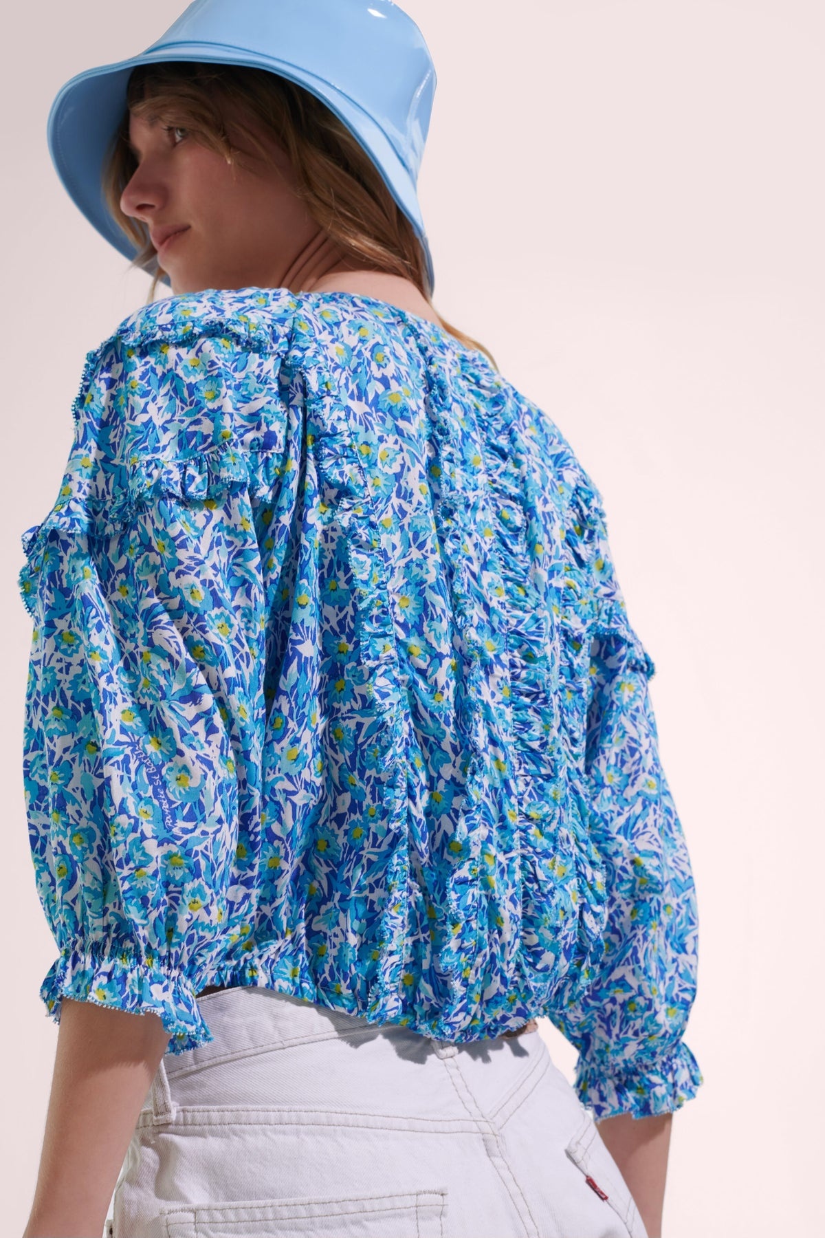 Blouse Amanda - Blue Ocean Flowers - 3
