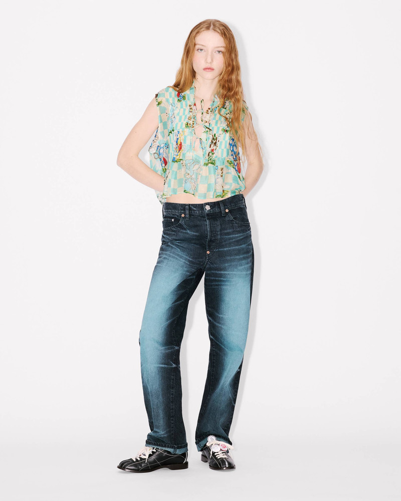 'KENZO Cartoon' sleeveless top in mixed silk linen 4