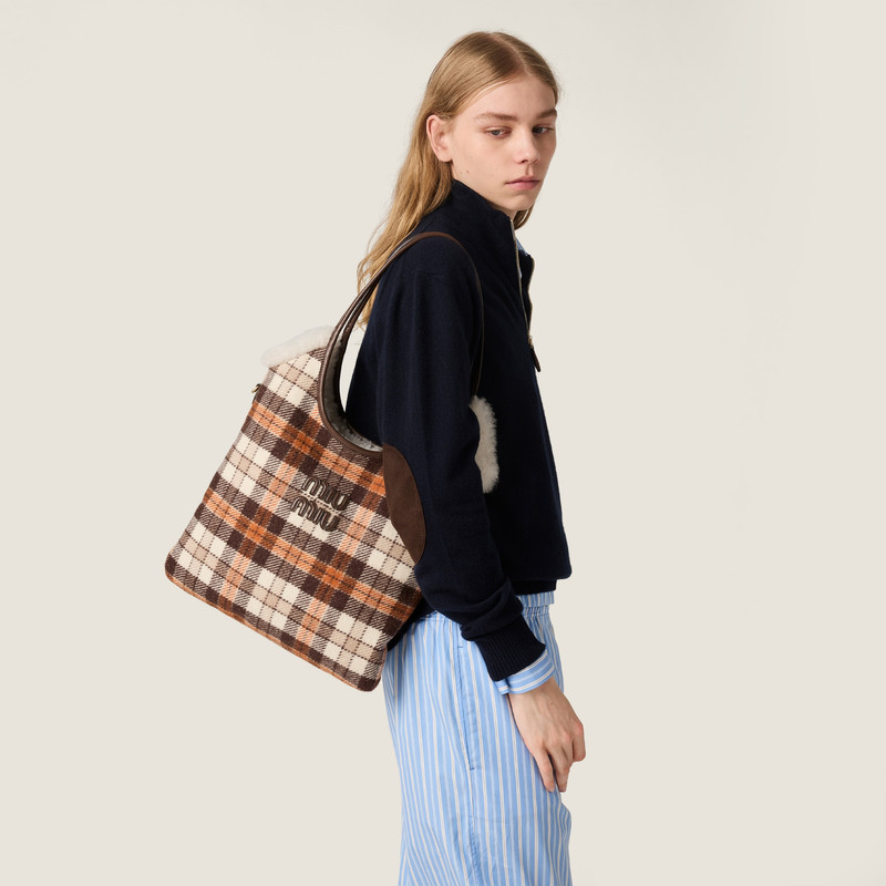 Miu Miu IVY plaid and shearling bag outlook