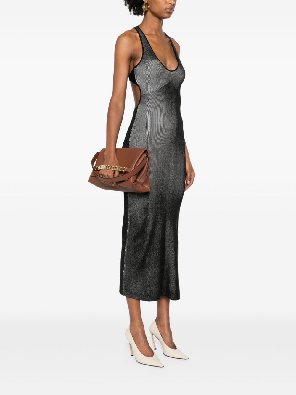 chain-link leather shoulder bag - 2