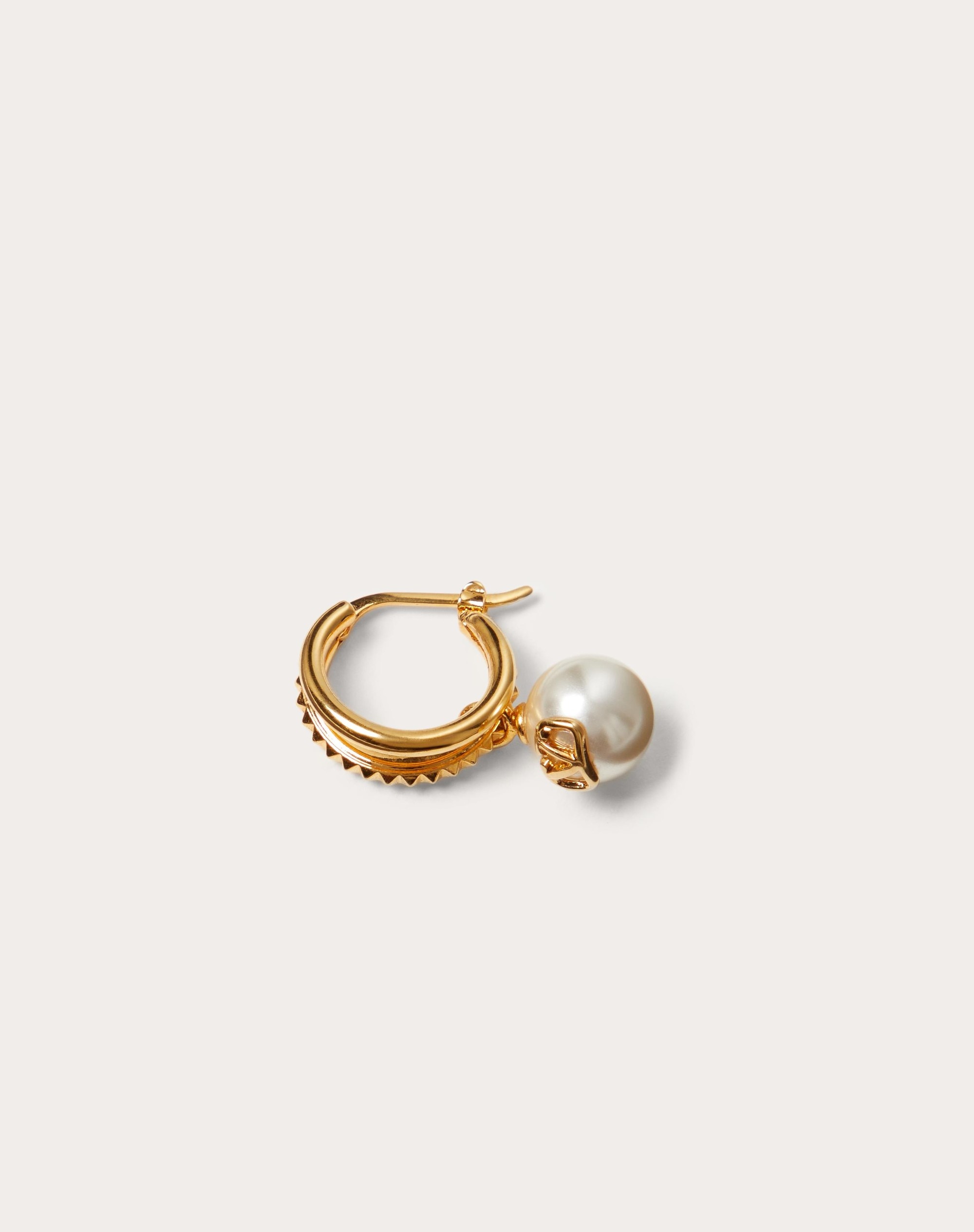 VLogo faux pearl single hoop earring