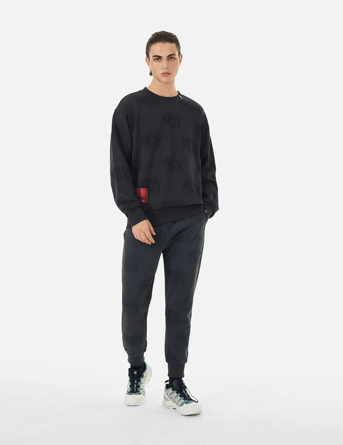 Allover Crinkle Logo Print Regular Fit Sweatshirt - 5