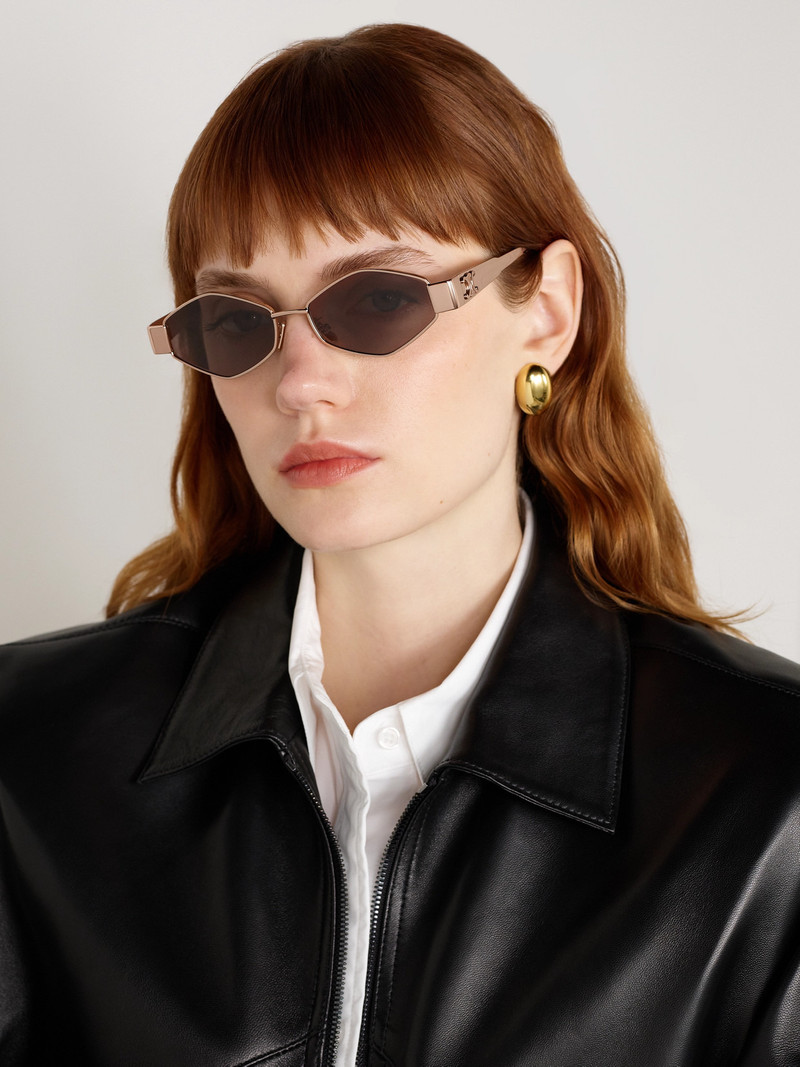 CELINE Triomphe Hexagon-frame Gold-tone Sunglasses outlook