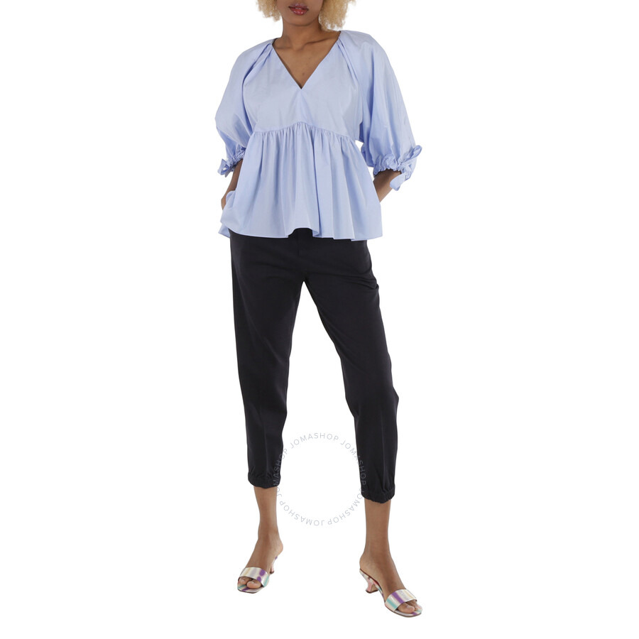 3.1 Phillip Lim Ladies Blue V Neck Cotton Poplin Top - 6