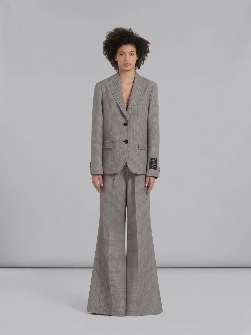 GREY AND RED HOUNDSTOOTH CHECK TROUSERS WITH LOGO WAIST - 2