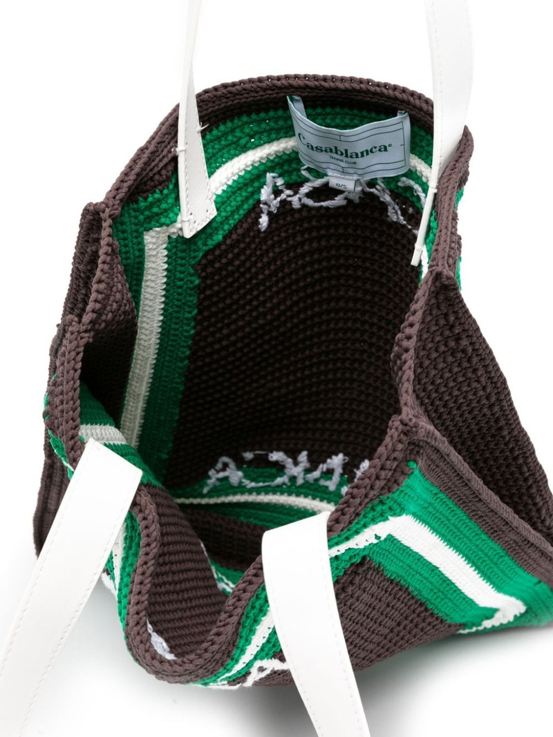 logo-embroidered crochet tote bag 4