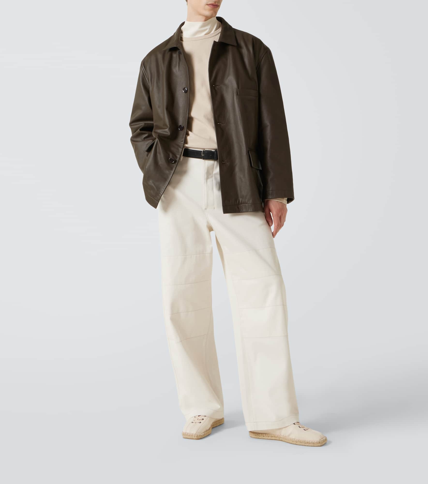 Cotton drill barrel-leg pants - 2